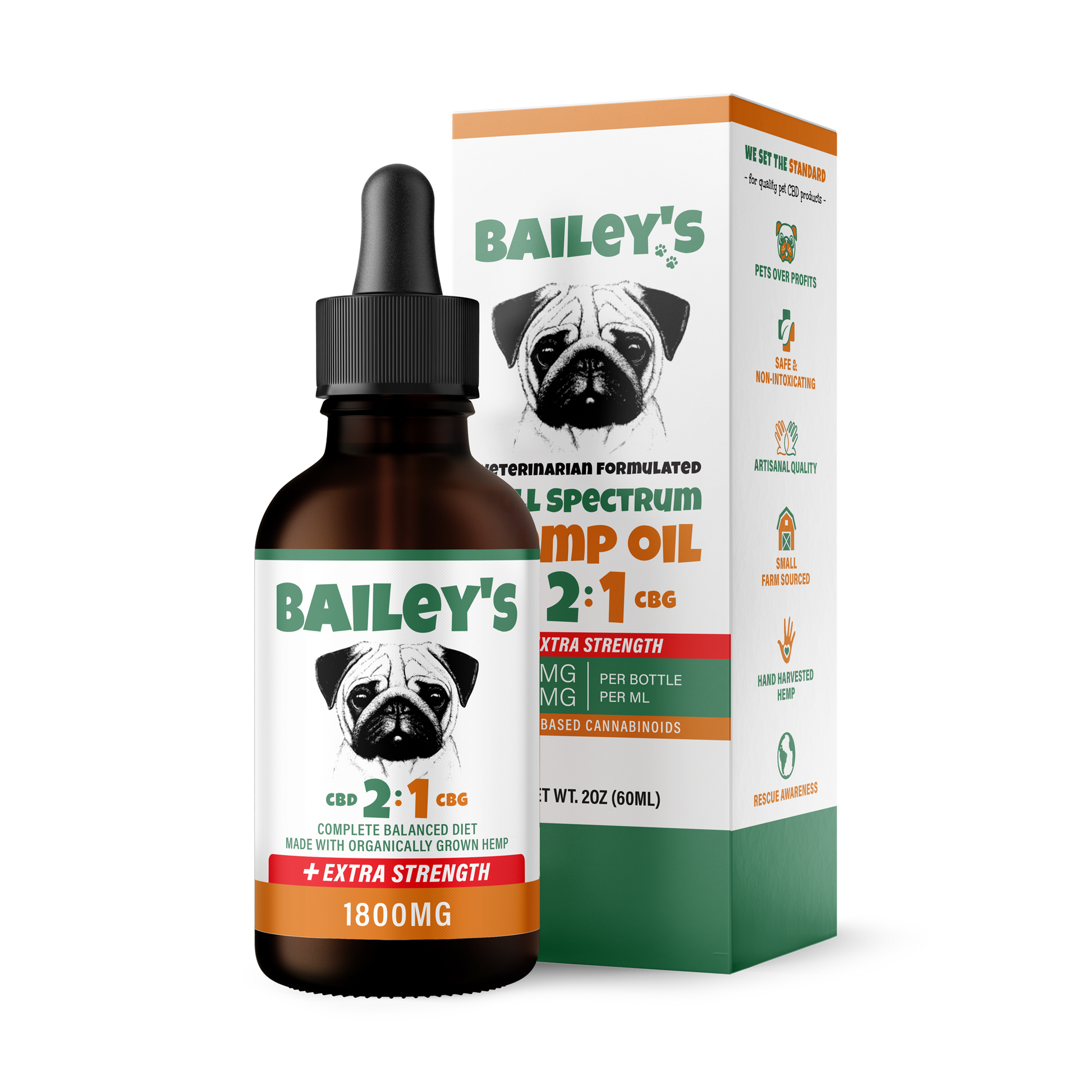 Extra Strength 1800MG 2:1 CBD & CBG Oil For Dogs