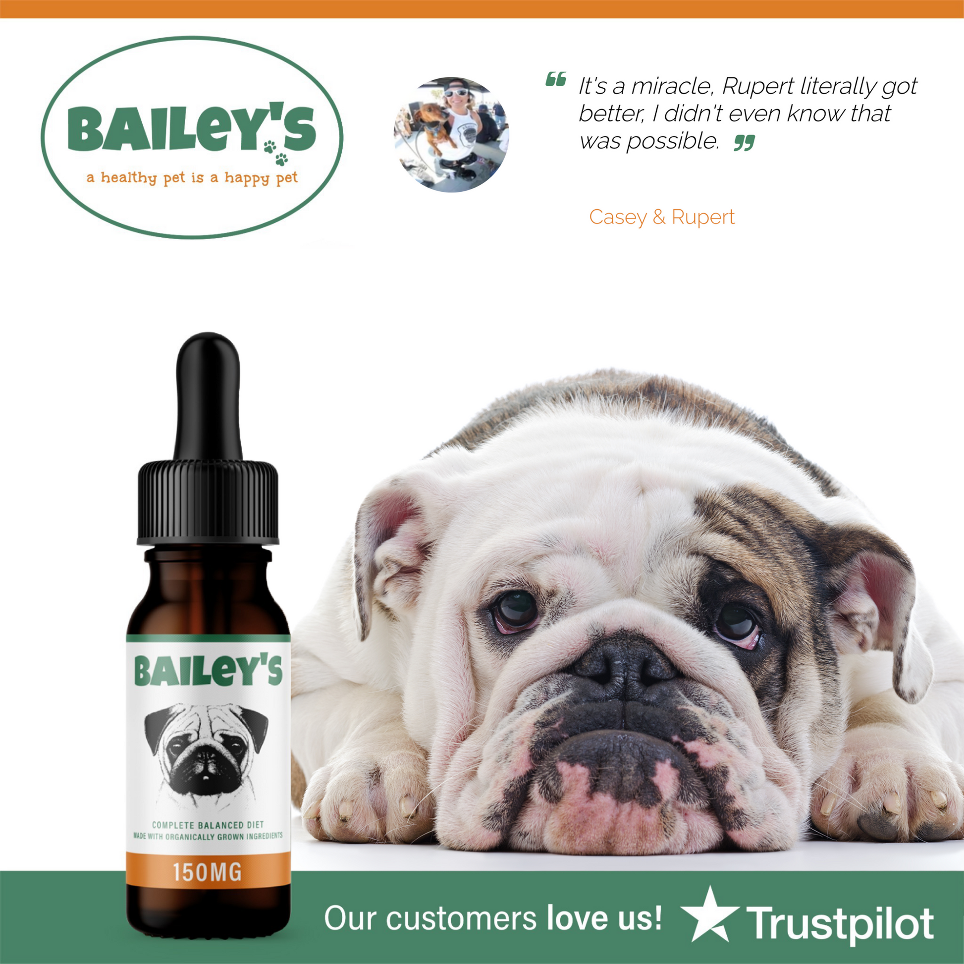 Bailey's 150MG CBD Oil For Dogs Trial Size Bottle